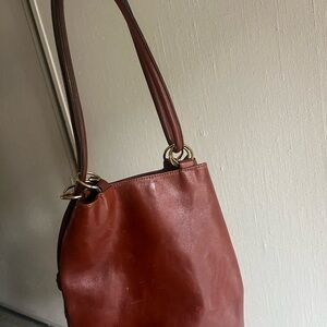 Brown Leather Tote Bag “design of Italy”